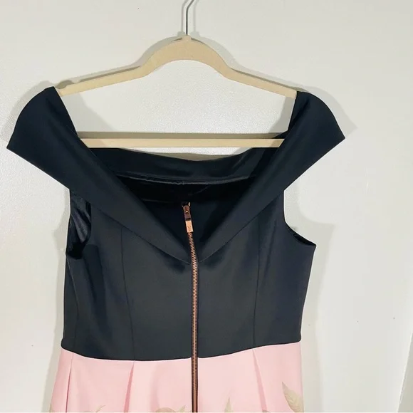NWT Ted Baker London Peach Blossom Dress Black